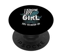 Je Plonge comme Une Fille Essayez De Suivre Plongeur PopSockets PopGrip Adhésif