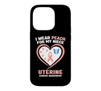 Je Porte de la pêche pour ma nièce Sensibilisation au Cancer de l'utérus Coque pour iPhone 14 Pro
