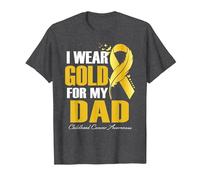 Je Porte de l'or pour Mon père en Forme de Plume Contre Le Cancer Infantile T-Shirt, Homme, Chiné Foncé, 6XL