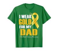 Je Porte de l'or pour Mon père en Forme de Plume Contre Le Cancer Infantile T-Shirt, Homme, Vert Kelly, S
