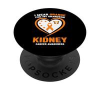 Je Porte de l'orange pour la Sensibilisation au Cancer du Rein de Mon Petit-Fils PopSockets PopGrip Adhésif