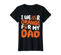 Je Porte de l'orange pour Mon père, Un Partisan de Boho Rainbow Leucémie T-Shirt Graphique avec Valeur, Femme, Noir, XS