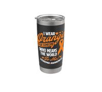 Je porte de l'orange pour quelqu'un - Sensibilisation à la leucémie Gobelet isotherme en acier inoxydable double paroi