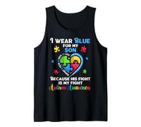 Je porte des chemises bleues pour mon fils en forme de cœur autiste, papa et maman autistes Débardeur