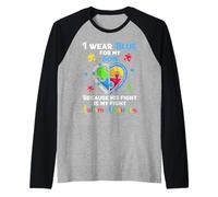 Je porte des chemises bleues pour mon fils en forme de cœur autiste, papa et maman autistes Manche Raglan