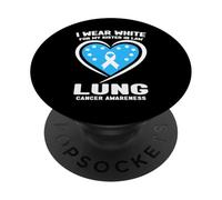 Je Porte du Blanc pour sensibiliser ma Belle-sœur au Cancer du poumon PopSockets PopGrip Adhésif