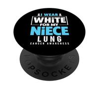 Je Porte du Blanc pour sensibiliser ma nièce au Cancer du poumon PopSockets PopGrip Adhésif