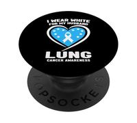 Je Porte du Blanc pour sensibiliser Mon Mari au Cancer du poumon PopSockets PopGrip Adhésif