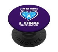 Je Porte du Blanc pour sensibiliser Mon Oncle au Cancer du poumon PopSockets PopGrip Adhésif