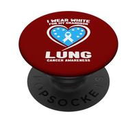 Je Porte du Blanc pour sensibiliser Mon Petit-Fils au Cancer du poumon PopSockets PopGrip Adhésif