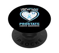 Je Porte du Bleu Clair pour sensibiliser Mon héros au Cancer de la Prostate PopSockets PopGrip Adhésif