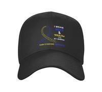 Je Porte du Bleu Et du Jaune pour Sensibiliser Au Syndrome De Down De Mon Petit-Fils. Unisexe Chapeau sans Déformation Casquettes Snapback Anti UV Casquette De Baseball pour Extérieur Running