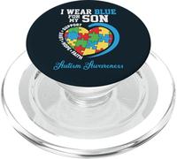 Je Porte du Bleu pour Mon Fils - Autism Awareness Support Parents PopSockets PopGrip pour MagSafe