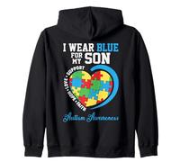 Je Porte du Bleu pour Mon Fils - Autism Awareness Support Parents Sweat à Capuche