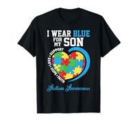 Je Porte du Bleu pour Mon Fils - Autism Awareness Support Parents T-Shirt