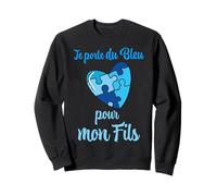 Je Porte du Bleu pour Mon Fils Soutien Autisme Sweatshirt
