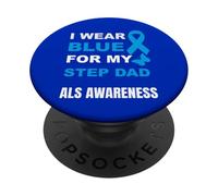 Je Porte du Bleu pour SENSIBILISER Mon Beau-PÈRE À LA MALADIE PopSockets PopGrip Adhésif