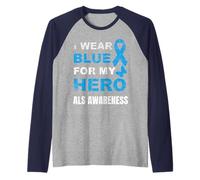 Je Porte du Bleu pour SENSIBILISER Mon HÉROS À LA MALADIE Manche Raglan