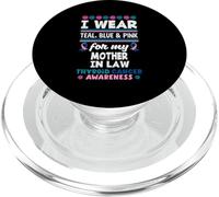 Je Porte du Bleu Sarcelle, du Bleu et du Rose pour Le Cancer de la thyroïde de ma Belle-mère PopSockets PopGrip pour MagSafe