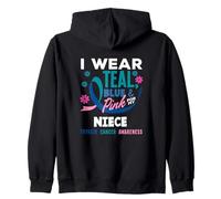 Je Porte du Bleu Sarcelle, du Bleu et du Rose pour Le Cancer de la thyroïde de ma nièce Sweat à Capuche