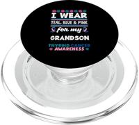 Je Porte du Bleu Sarcelle, du Bleu et du Rose pour Le Cancer de la thyroïde de Mon Petit-Fils PopSockets PopGrip pour MagSafe