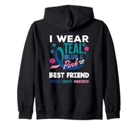 Je Porte du Bleu Sarcelle, du Bleu et du Rose pour Mon Meilleur ami, Le Cancer de la thyroïde Sweat à Capuche