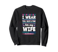 Je Porte du Bleu Sarcelle, du Rose et du Bleu pour Le Cancer de la thyroïde de ma Femme Sweatshirt