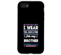 Je Porte du Bleu Sarcelle, du Rose et du Bleu pour Le Cancer de la thyroïde de Mon frère Coque pour iPhone SE (2020) / 7/8