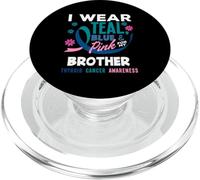 Je Porte du Bleu Sarcelle, du Rose et du Bleu pour Le Cancer de la thyroïde de Mon frère PopSockets PopGrip pour MagSafe