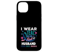 Je Porte du Bleu Sarcelle, du Rose et du Bleu pour Le Cancer de la thyroïde de Mon Mari Coque pour iPhone 14 Plus