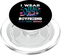 Je Porte du Bleu Sarcelle, du Rose et du Bleu pour Le Cancer de la thyroïde de Mon Petit ami PopSockets PopGrip pour MagSafe