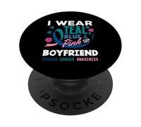 Je Porte du Bleu Sarcelle, du Rose et du Bleu pour Le Cancer de la thyroïde de Mon Petit ami PopSockets PopGrip Adhésif