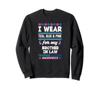 Je Porte du Bleu Sarcelle et du Rose pour Le Cancer de la thyroïde de Mon Beau-frère Sweatshirt