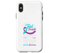 Je Porte du Bleu Sarcelle et du Violet à la mémoire de Mon Beau-frère Coque pour iPhone X/XS