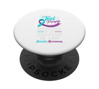 Je Porte du Bleu Sarcelle et du Violet à la mémoire de Mon Beau-frère PopSockets PopGrip Adhésif