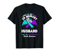 Je Porte du Bleu Sarcelle et du Violet à la mémoire de Mon Mari T-Shirt