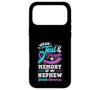 Je Porte du Bleu Sarcelle et du Violet à la mémoire de Mon Neveu Coque pour iPhone 17 Pro Max