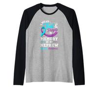 Je Porte du Bleu Sarcelle et du Violet à la mémoire de Mon Neveu Manche Raglan