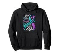 Je Porte du Bleu Sarcelle et du Violet en Souvenir de la prévention du Suicide de Mon Fils Sweat à Capuche