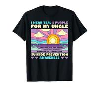 Je Porte du Bleu Sarcelle et du Violet pour Le Coucher du Soleil sur la prévention du Suicide de Mon Oncle T-Shirt