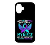 Je Porte du Bleu Sarcelle et du Violet pour prévenir Le Suicide de ma nièce Coque pour iPhone 16