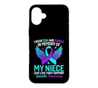 Je Porte du Bleu Sarcelle et du Violet pour prévenir Le Suicide de ma nièce Coque pour iPhone 16 Plus