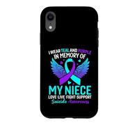 Je Porte du Bleu Sarcelle et du Violet pour prévenir Le Suicide de ma nièce Coque pour iPhone XR
