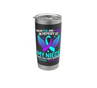Je porte du bleu sarcelle et du violet pour prévenir le suicide de ma nièce Gobelet isotherme en acier inoxydable double paroi