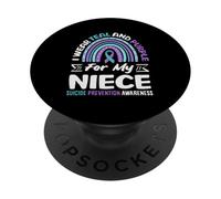 Je Porte du Bleu Sarcelle et du Violet pour prévenir Le Suicide de ma nièce PopSockets PopGrip Adhésif