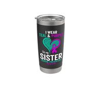 Je porte du bleu sarcelle et du violet pour prévenir le suicide de ma sœur Gobelet isotherme en acier inoxydable double paroi