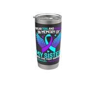 Je porte du bleu sarcelle et du violet pour prévenir le suicide de ma sœur Gobelet isotherme en acier inoxydable double paroi