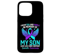 Je Porte du Bleu Sarcelle et du Violet pour prévenir Le Suicide de Mon Fils Coque pour iPhone 15 Pro Max