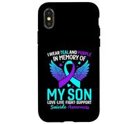 Je Porte du Bleu Sarcelle et du Violet pour prévenir Le Suicide de Mon Fils Coque pour iPhone X/XS