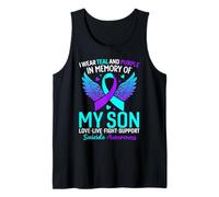 Je Porte du Bleu Sarcelle et du Violet pour prévenir Le Suicide de Mon Fils Débardeur